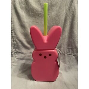NEW Easter PEEPS Bunny Pink Tumbler Cup w/Lid and Straw 14 oz by Zak! Designs